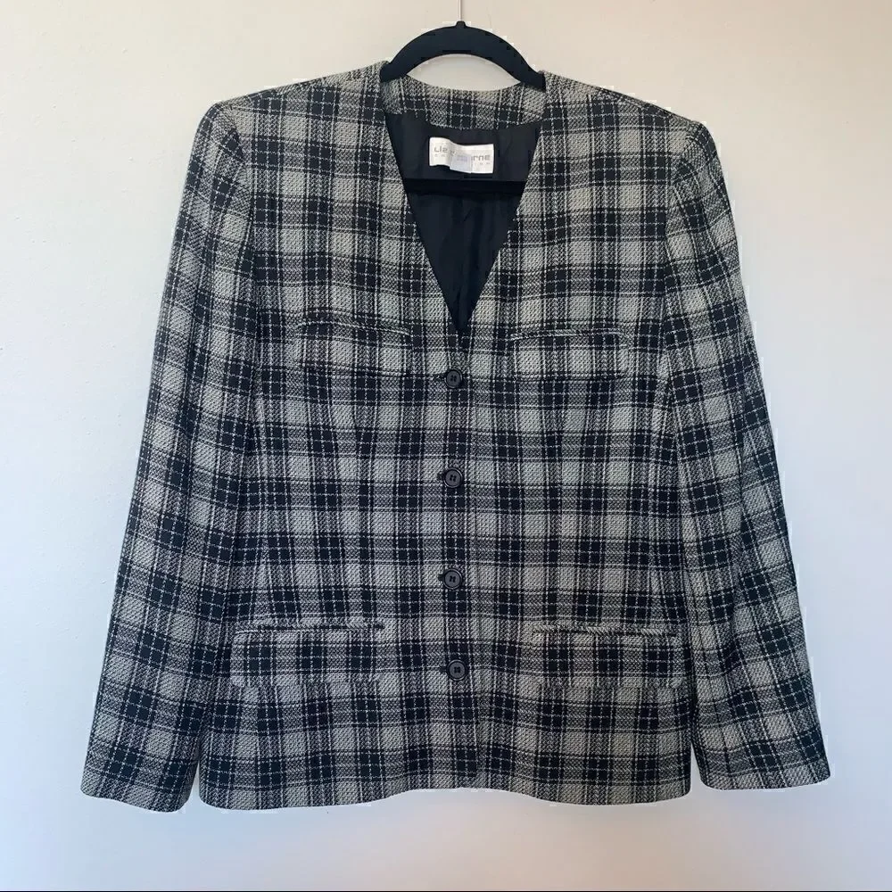 Vintage Liz Claiborne Collection Plaid Print Blazer Jacket